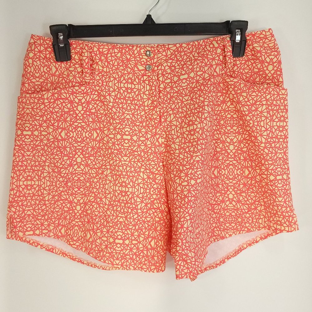 Adidas Shorts Women's 12 Yellow Salmon Geometric Print